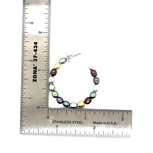 925 Multicolor Hoops Earrings - Picture 6 of 8